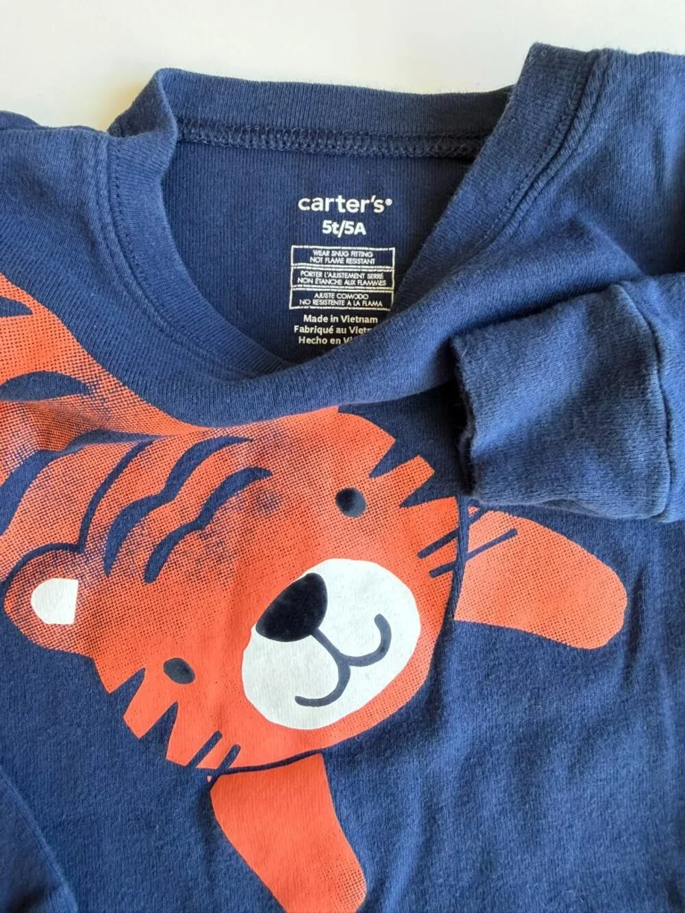 Carter's 5T Camo S/2 Pajama Sets with Tiger & Shark Prints